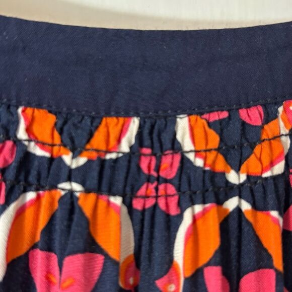 Crown & Ivy 2X partridge print navy orange pink white V-neck elbow sleeve - Picture 6 of 11